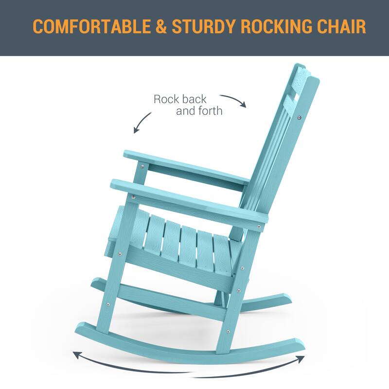 LIVOOSUN Patio Adirondack Chair Outdoor Plastic Rocking Chair