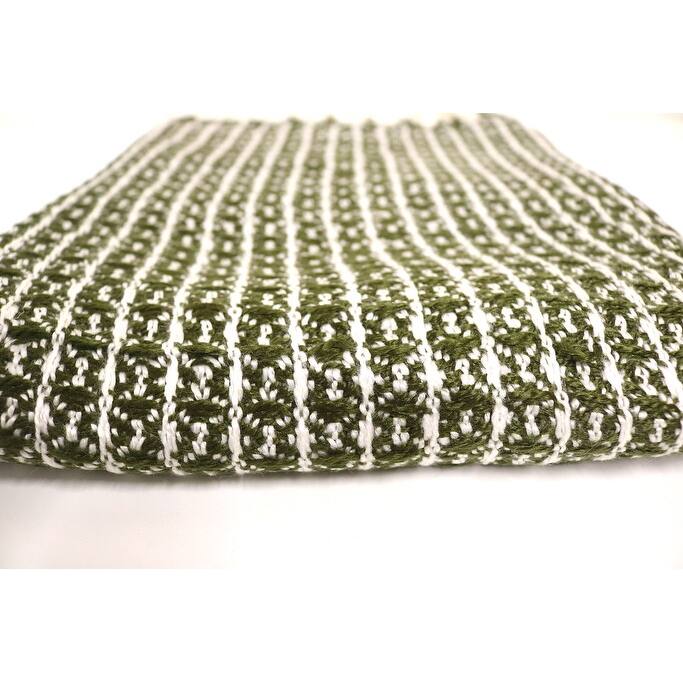 Home&Manor Handcrafted Wool & Cotton Throw Blanket Green