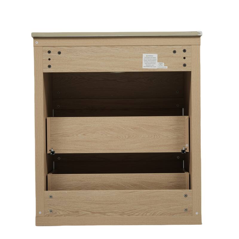 30"Bathroom Vanity with Ceramic Sink and 2 Drawers, Freestanding Vanity with Smooth Drawer Slides & Waterproof Finish