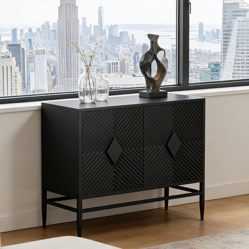 Modern 2 Door Wooden Storage Cabinet Accent Cabinet