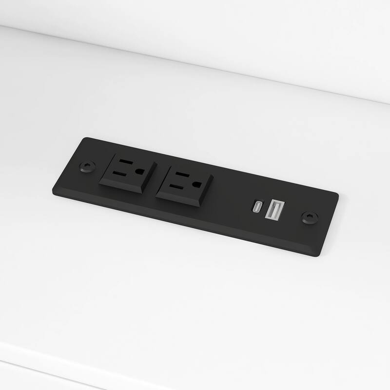 Wood Daybed with Desk, LED Upholstered Headboard, Storage Shelves Built-in Charging Station, Optional Drawers or Trundle