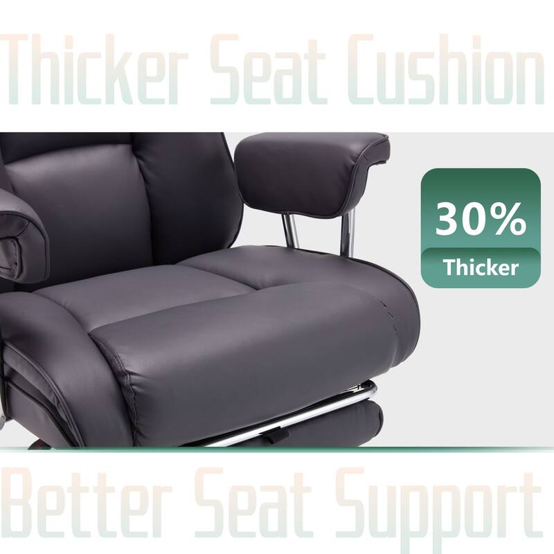 Big and Tall Leather Office Chair with Foot Rest with Adjustable Back for People up to 400 lbs