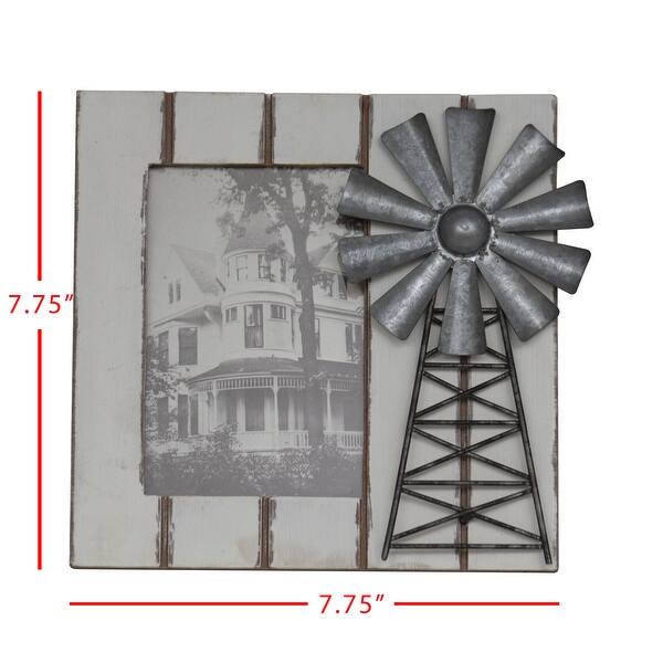 Windmill Frame Design Foreside Home & Garden Antique White Metal Windmill 4x6 Inch Wood ...