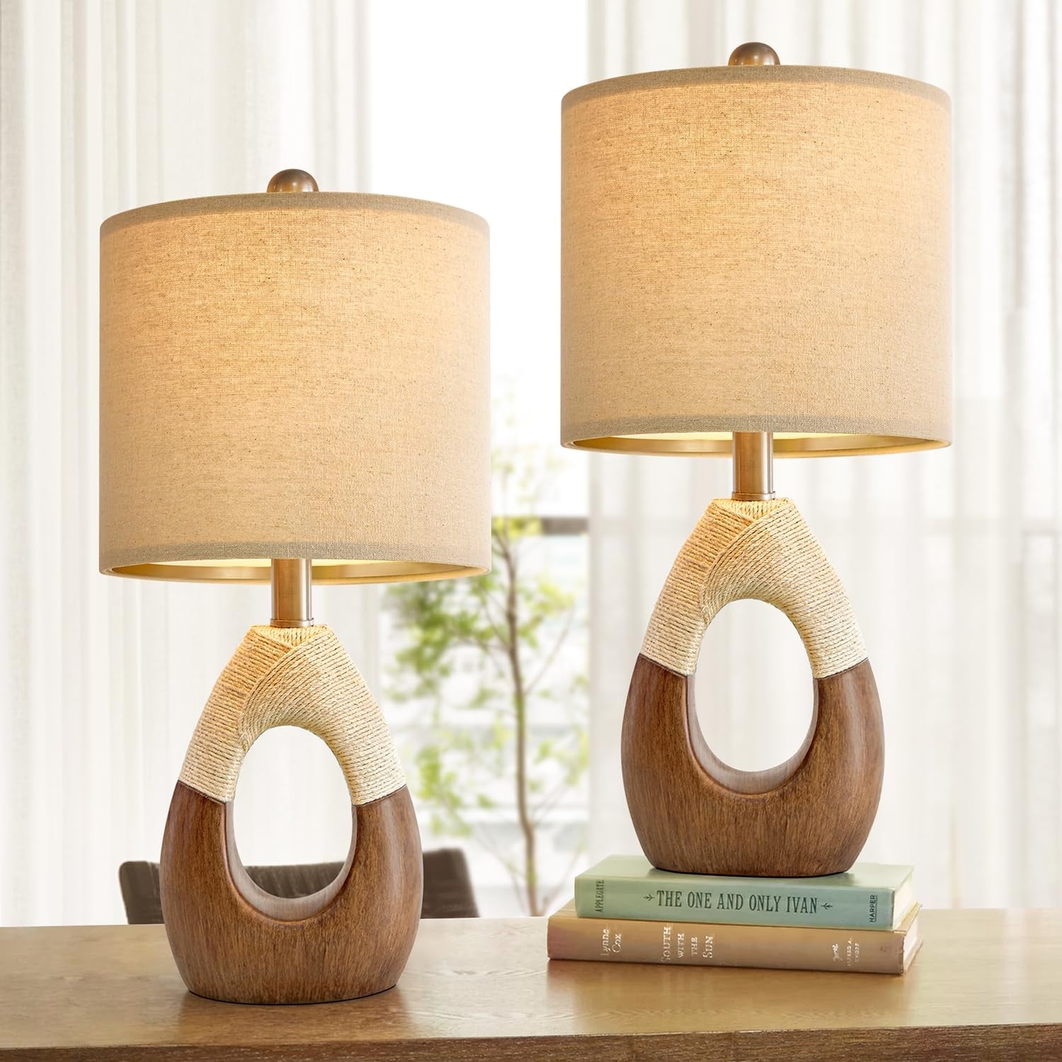 Boho Table Lamps Set Sleeping and Reading,Small Farmhouse