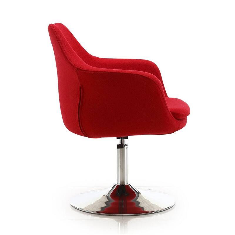 Manhattan Comfort Kinsey Red Chrome Wool Blend Adjustable Height Swivel Accent Chair (Set of 2)