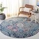preview thumbnail 2 of 111, SAFAVIEH Madison Belle Boho Glam Paisley Pattern Area Rug 4' Round - Blue/Grey - Round
