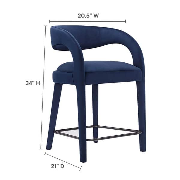 dimension image slide 3 of 5, Pinnacle Performance Velvet Counter Stool Set of Two
