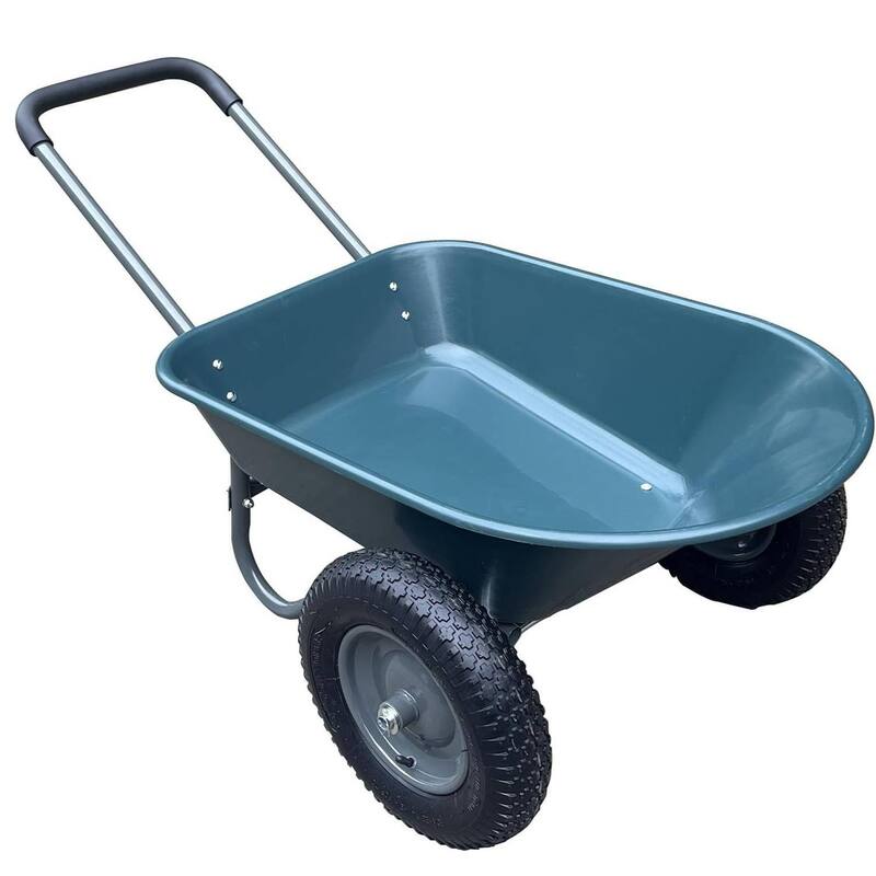 Dual-Wheel Home Garden Yard Utility Wheelbarrow Garden Cart for Home, Yard, and Garden - Blue