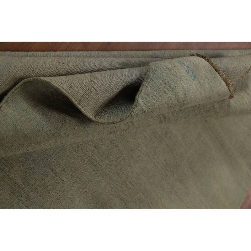 Sage Green Solid Gabbeh Modern Area Rug Hand-Knotted Wool Carpet - 6'10" x 9'5"