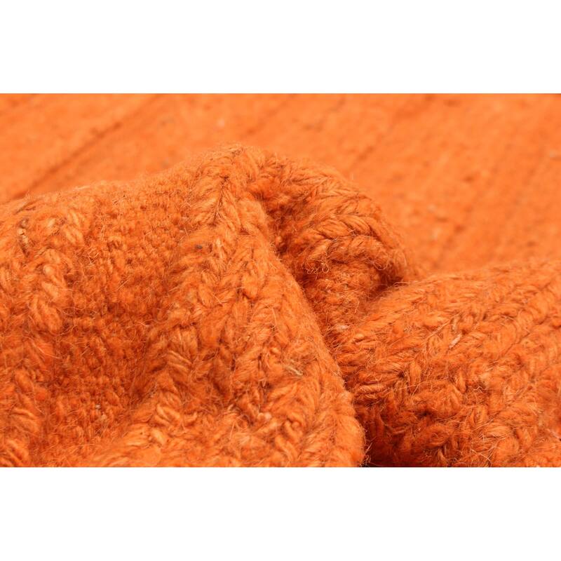 ECARPETGALLERY Flat-Weave Natural Burnt Orange Wool Tapestry Kilim - 6'3 x 6'10