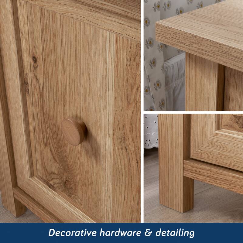 Wood Nightstand with File Drawer, Brown