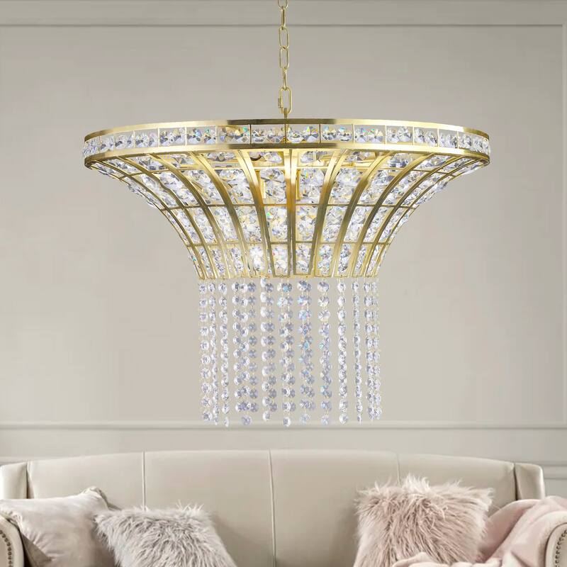 8-Light 23.6" Wide Crystal Waterfall Chandelier (Bulb Not Included)