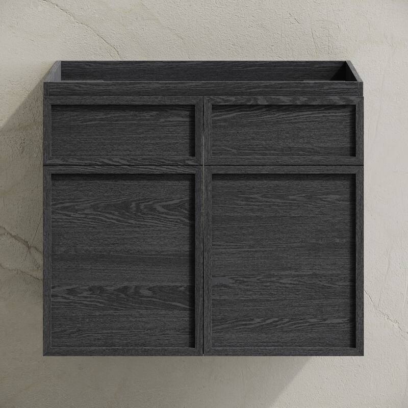St. Tropez 24" Wall-Mounted Bathroom Vanity Cabinet Without Top In Black Oak - 24