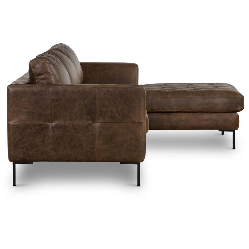 Poly & Bark Calle 114" Right-Facing Sectional - Full Grain Genuine Italian Leather
