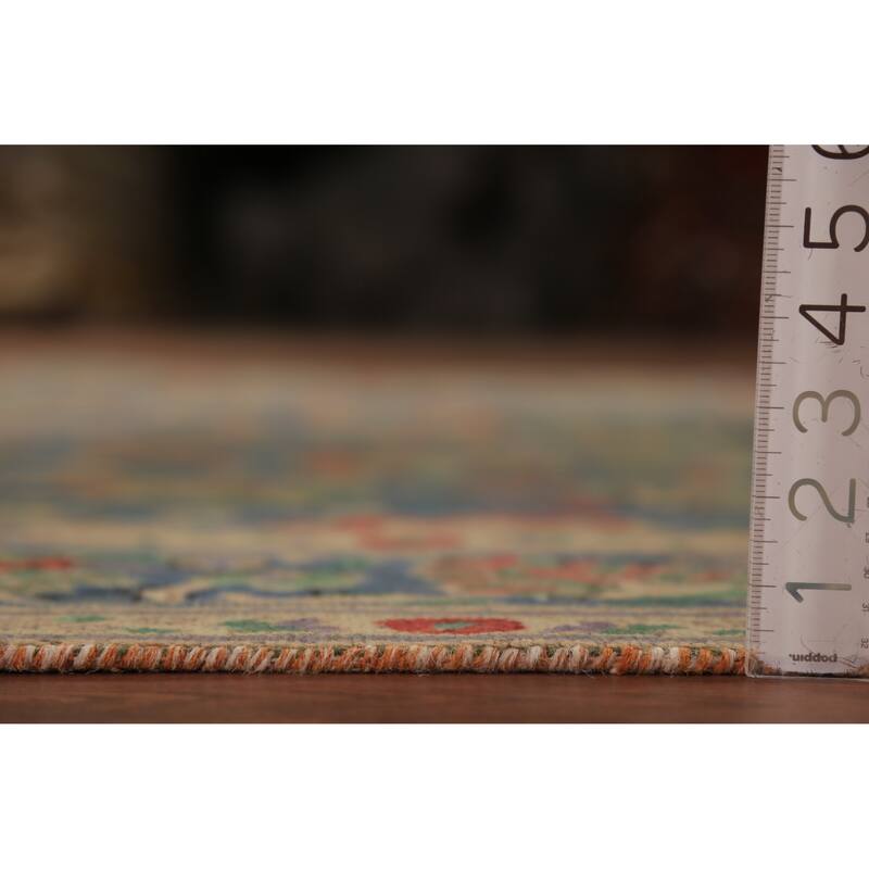 Blue Floral Tabriz Persian Area Rug Hand-Knotted Wool Carpet - 6'2"x 9'9"