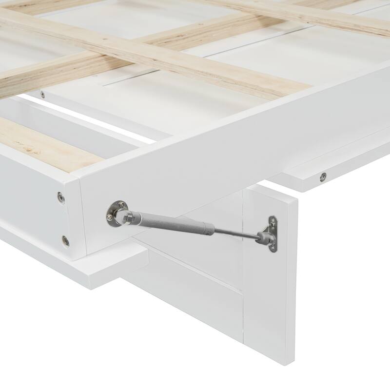 Queen Size Wall Bed with Shelves, Wardrobe, and LED Lights, Space-Saving Design