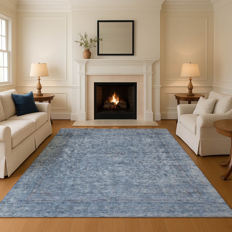 Premium Washable Super Soft Vintage Traditional Mayfield Rug - Blue - 8' x 10'