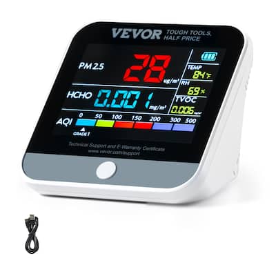 VEVOR Air Quality Monitor TVOC AQI Tester for Indoor/Outdoor, Air Quality Meter w/Alarm Thresholds