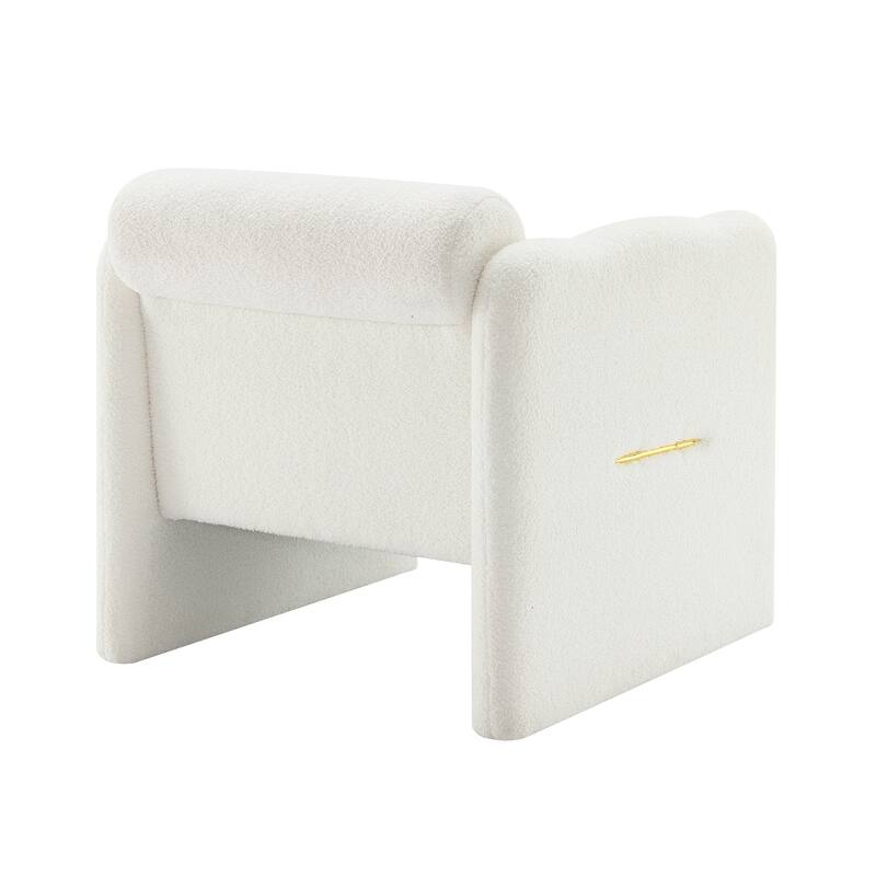 Modern 28.25" Upholstered Arm Chair with Waved Arms and Metal Decoration