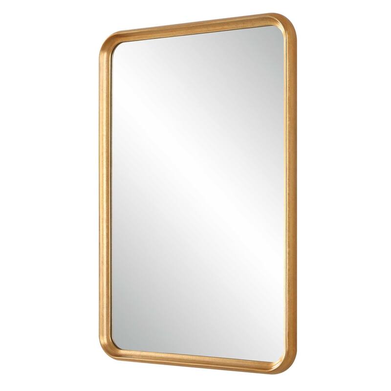 Copper Grove Champagne Gold Leaf Wood Wall Mirror