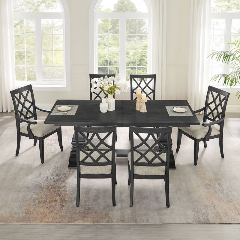 2-Pack Wooden Frame Dining Chairs, Comfortable Polyester Upholstery, Mid-Century Retro Style