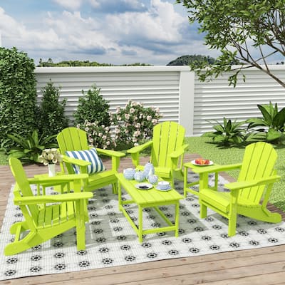 Laguna Hdpe All Weather Outdoor Patio Foldable Adirondack Chairs Conversation Set (7-Piece Set)