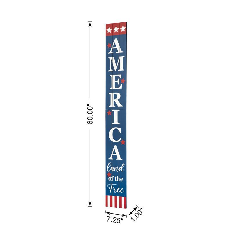 Glitzhome 60"H Wooden Patriotic America Porch Sign
