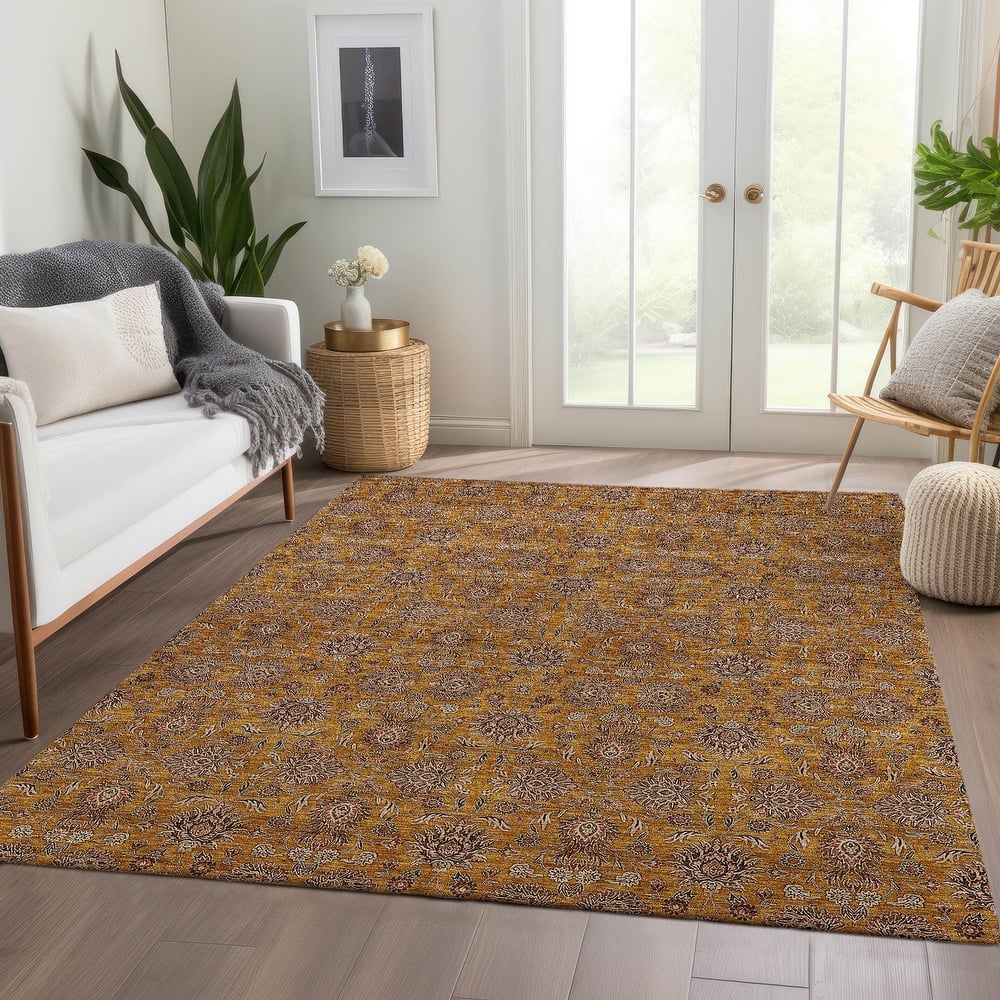 Machine Washable Indoor/ Outdoor Chantille Traditional Floral Rug