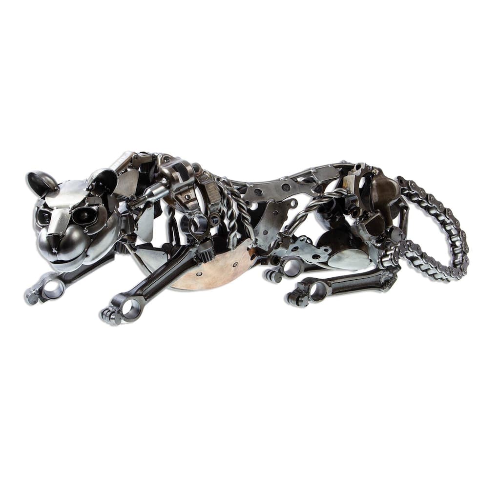 Handmade Fierce Panther Auto part sculpture (Mexico) - 75 x 25 x 22