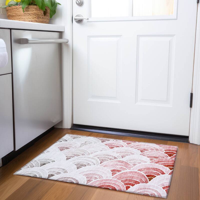 Premium Washable Super Soft Modern Sunrise Mayfield Rug - Red - 1' 8" x 2' 6" - Rectangle