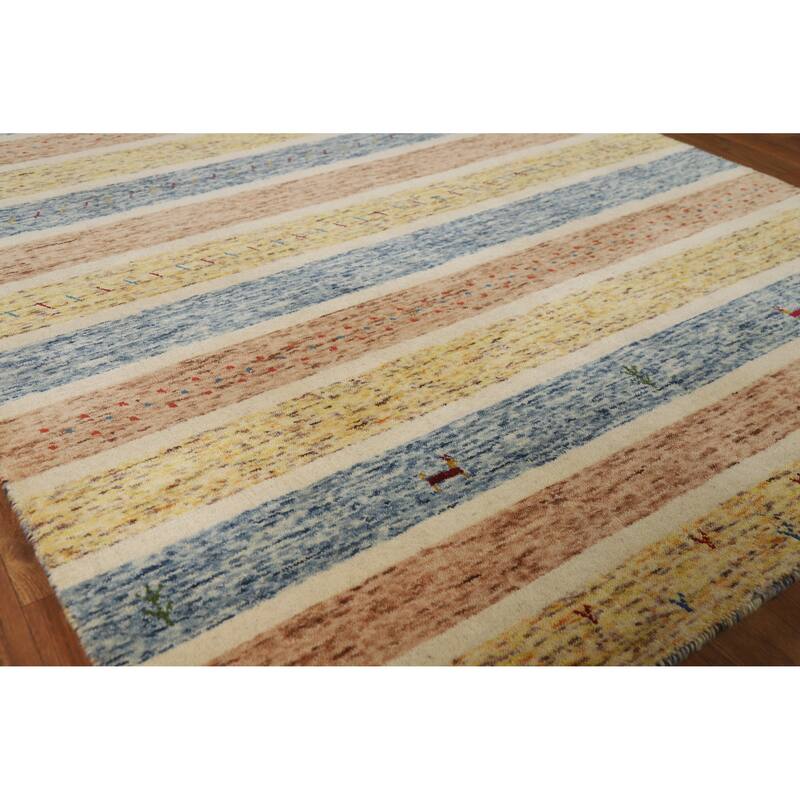 Hand Knotted Oriental 100% Wool Carpet Tribal Animal Pictorial Multi-Colored Gabbeh Area Rug - 5' 9'' X 4' 0''