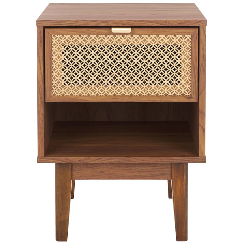 SAFAVIEH Katsuji 1-Drawer 1-Shelf Nightstand - Walnut/Gold