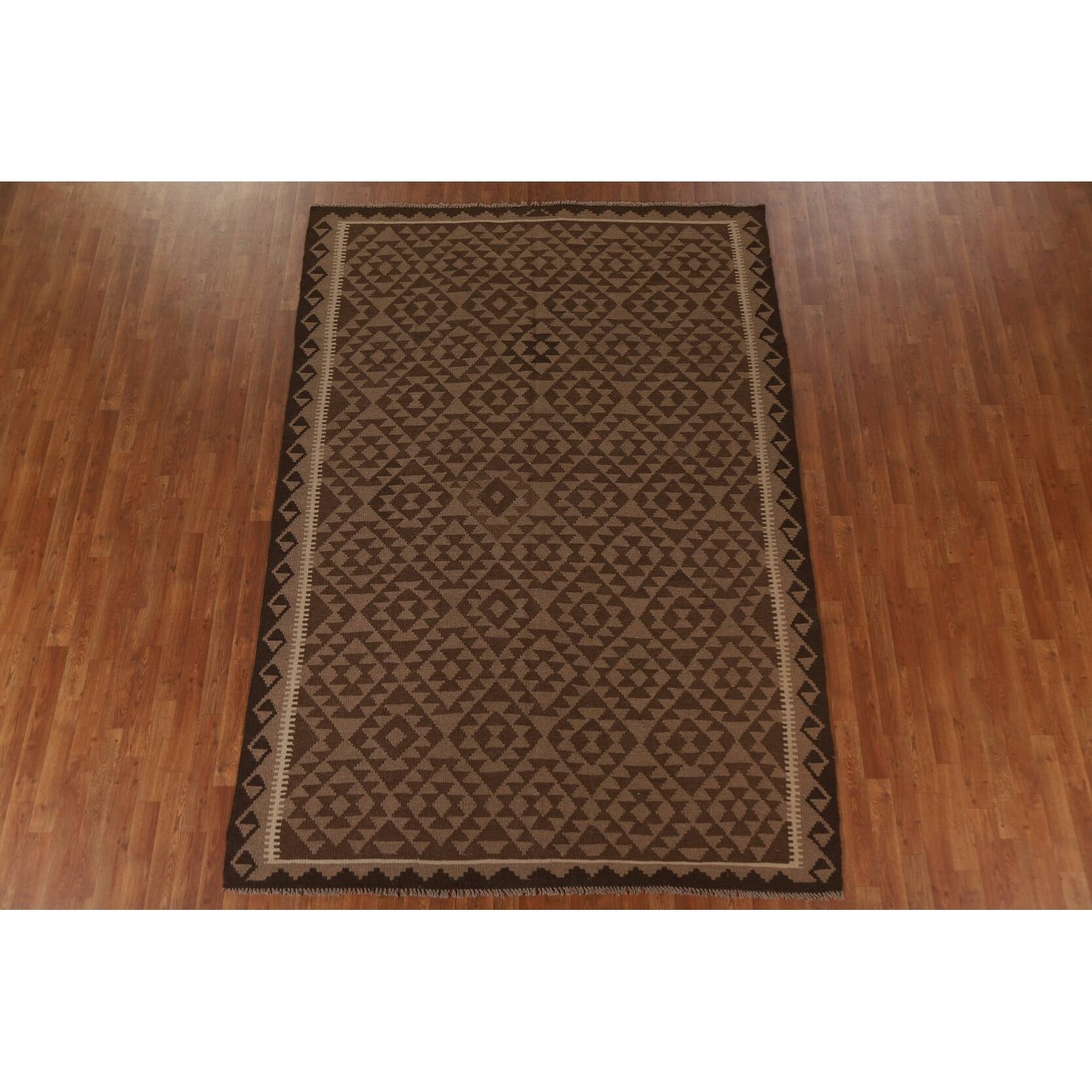 Tribal Geometric Oriental Kilim Area Rug Flat-weave Wool Carpet - 6'7 ...