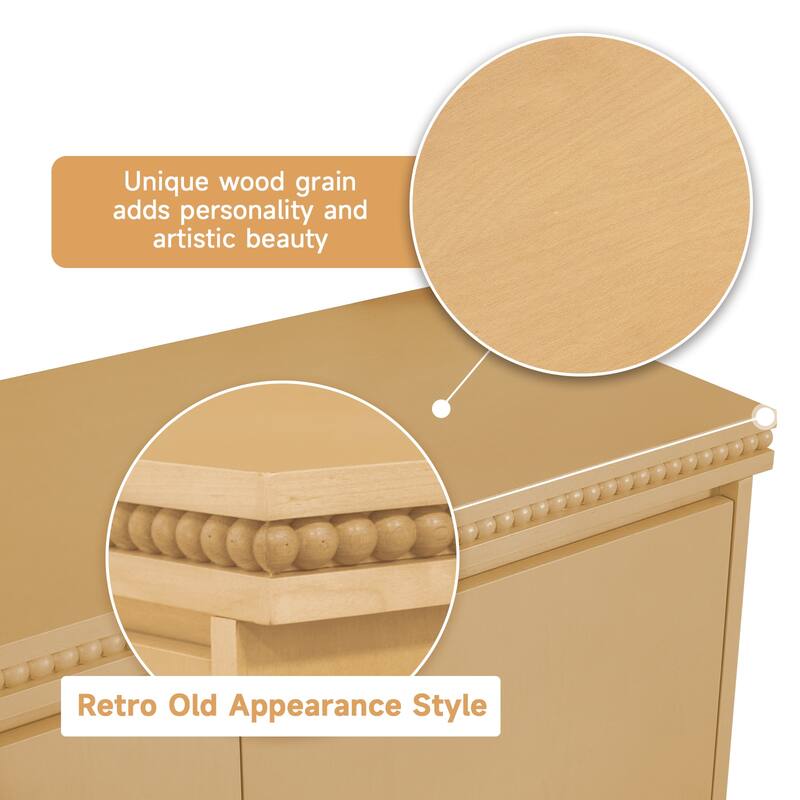 Classic Wooden Sideboard with Beaded Trim - Elegant Storage Cabinet for Dining or Living Room