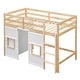 preview thumbnail 30 of 34, Twin Size Loft Bed with Built-in Storage Wardrobe & 2 Windows, Wooden Bed Frame w/Ladder & Safety Guardrail for Boys & Girls