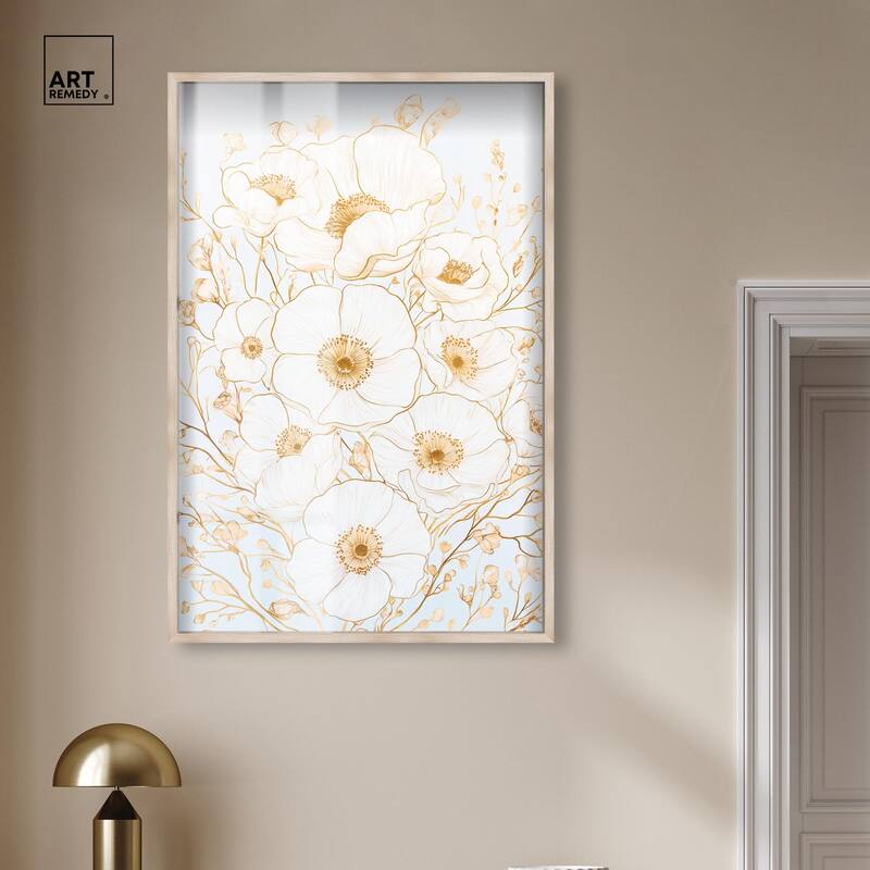 White and Gold Poppies II Shadowbox by Art Remedy