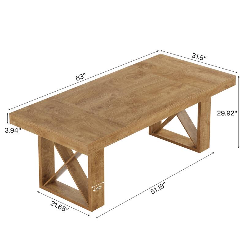 63-Inch Long Wood Conference Table, Simple Meeting Desk for Home Office & Small Team Gatherings
