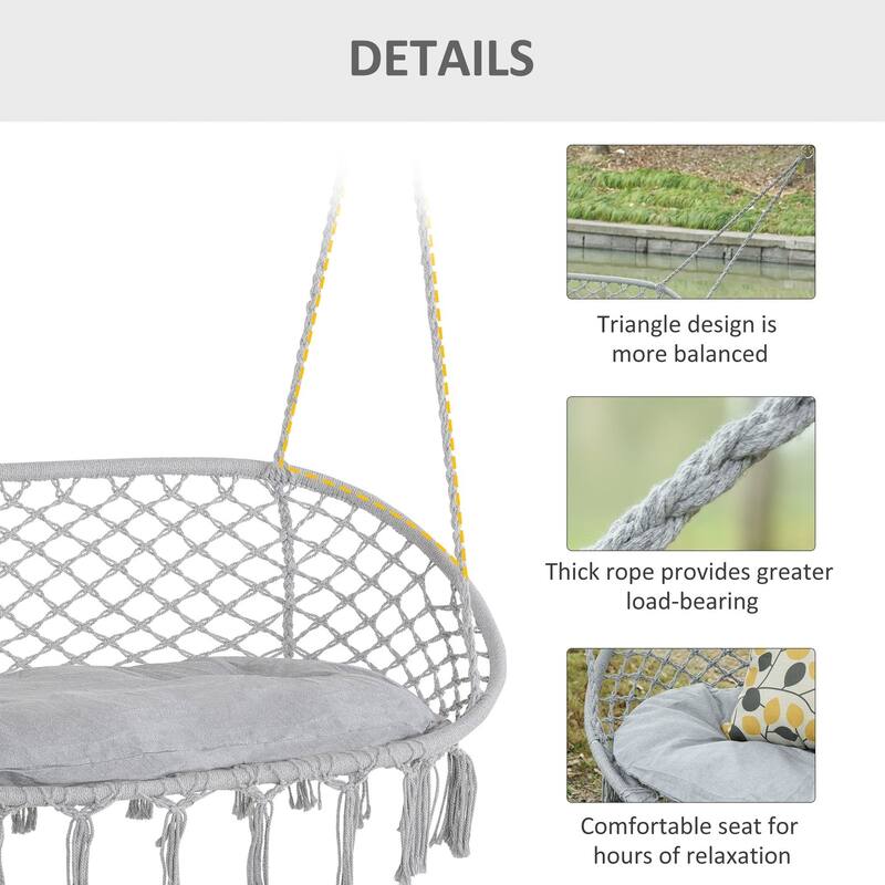 29.5 in. W 2-Seat Steel Porch Swing with Cushions in Gray