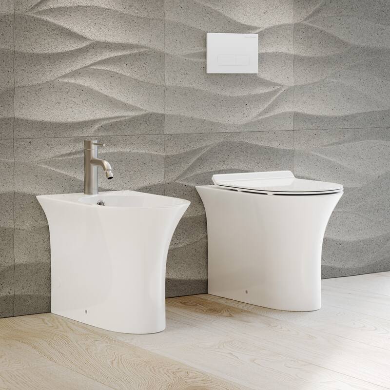 Cascade Back-to-Wall Elongated Toilet Bowl - Glossy White