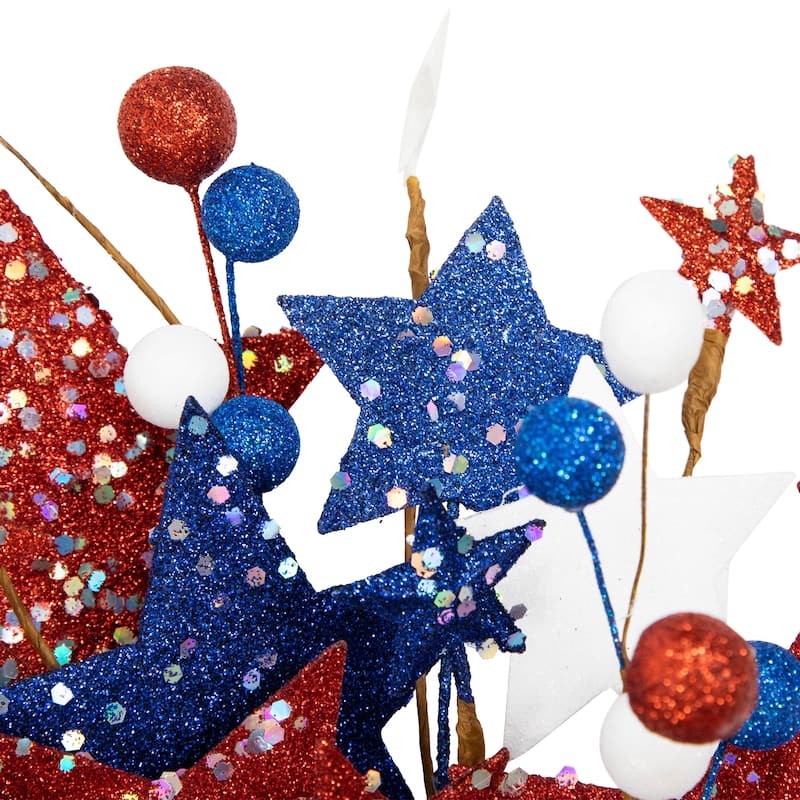 Stars and Stripes Glittered Patriotic Artificial Twig Wreath - 24"