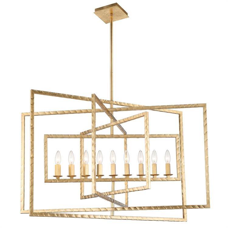 Capri 9 Light Antique Gold Chandelier - 39'' W x 24'' H
