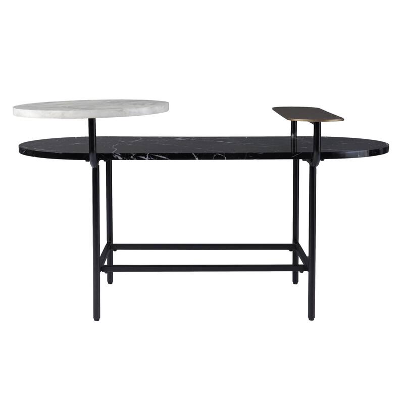 42" Black Manufactured Wood And Metal Free Form Coffee Table - 23" H x 42" W x 30" D