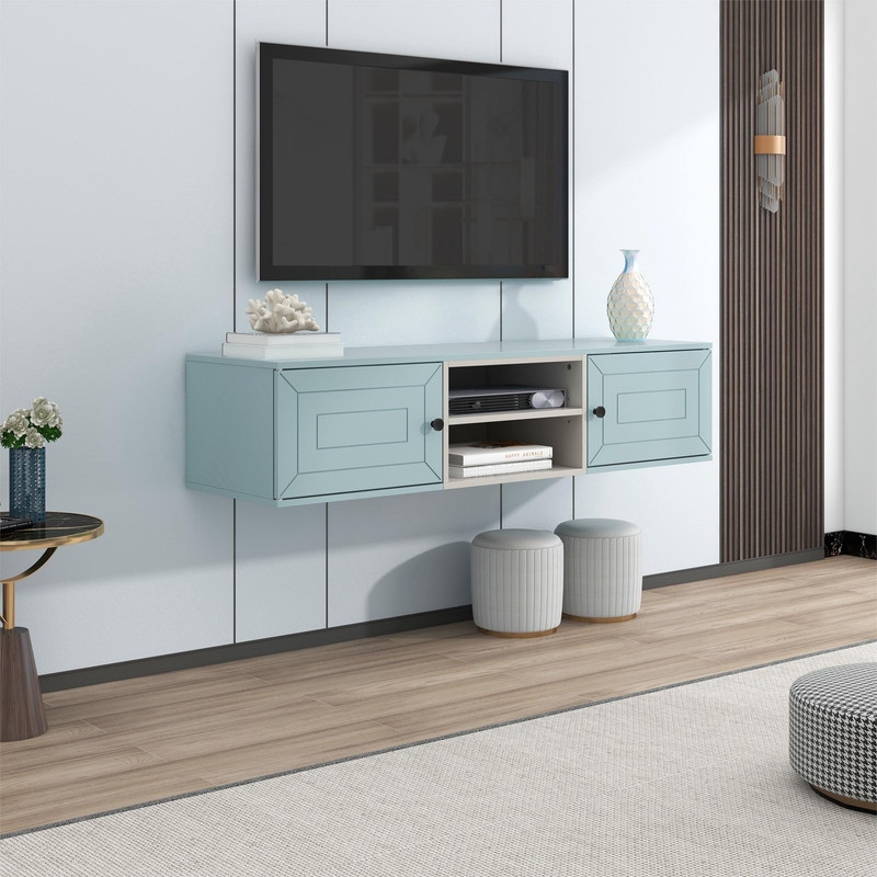 Wall Mounted 60 Floating TV Stand with 2 Shelves 2 Cabinet Bed Bath Beyond 38213206