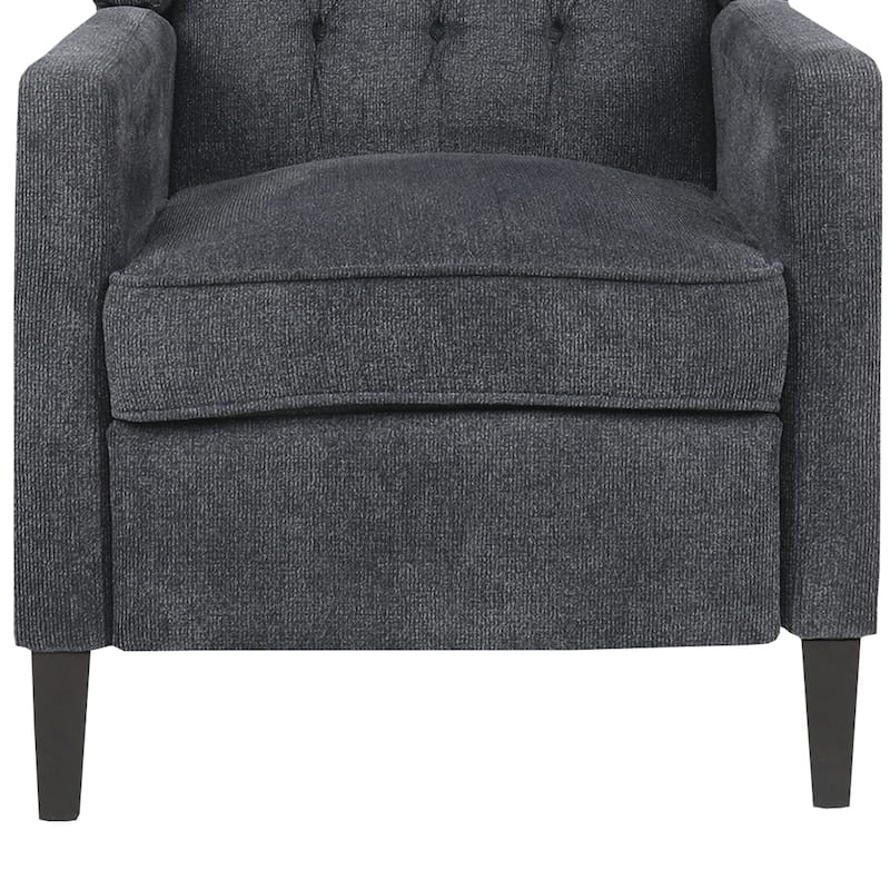 Recliner Chair with Button Tufted Pushback and Sleek Arms, Black