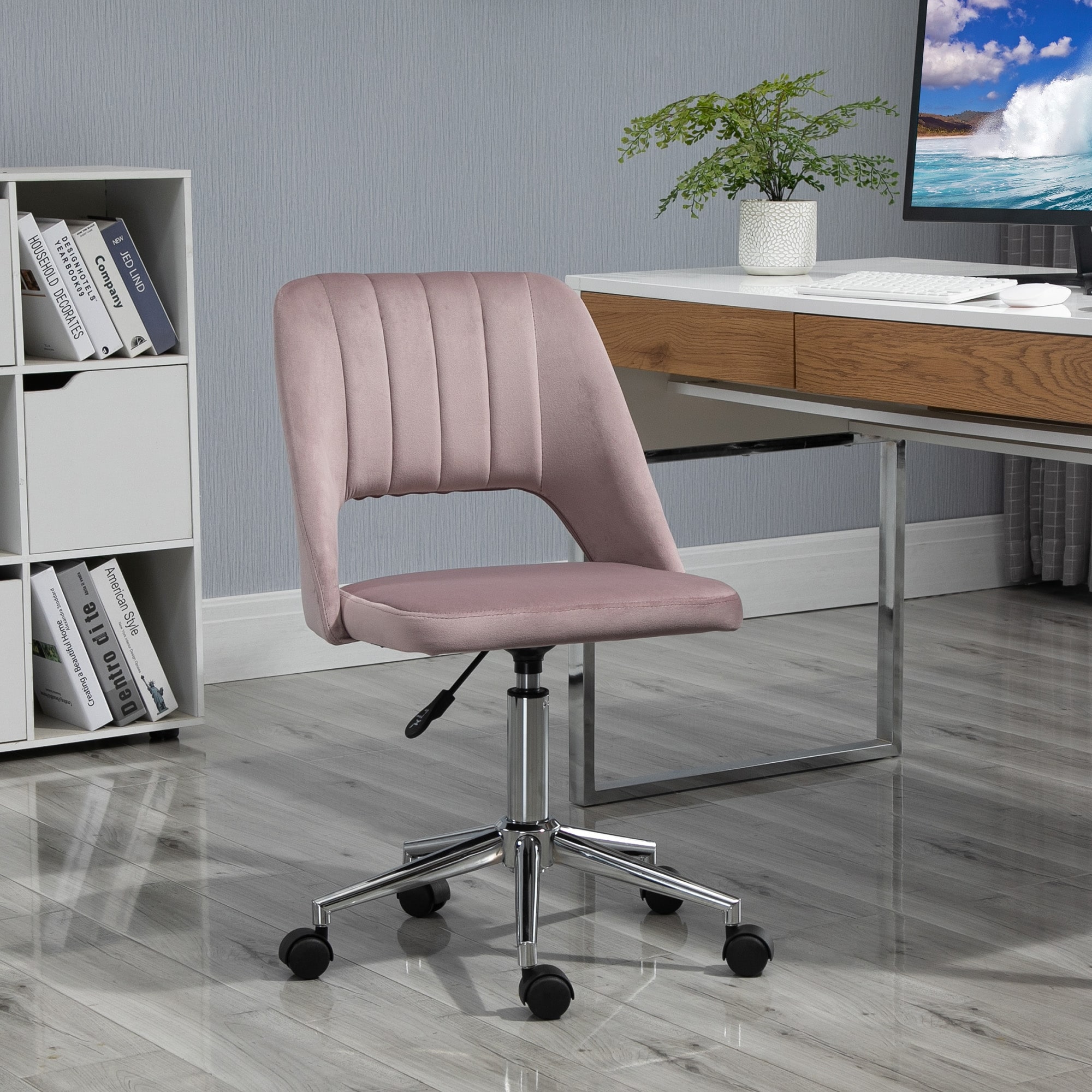 Pink fabric on sale desk chair