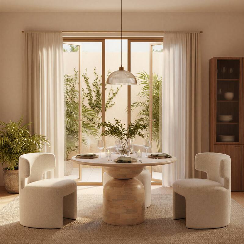 Mango Wood Dining Table with End Grain Base - 47.0"L x 47.0"W x 29.5"H