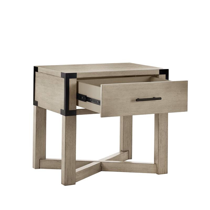 Mendocino Wood Finish X-Base End Table with Drawer by iNSPIRE Q Classic