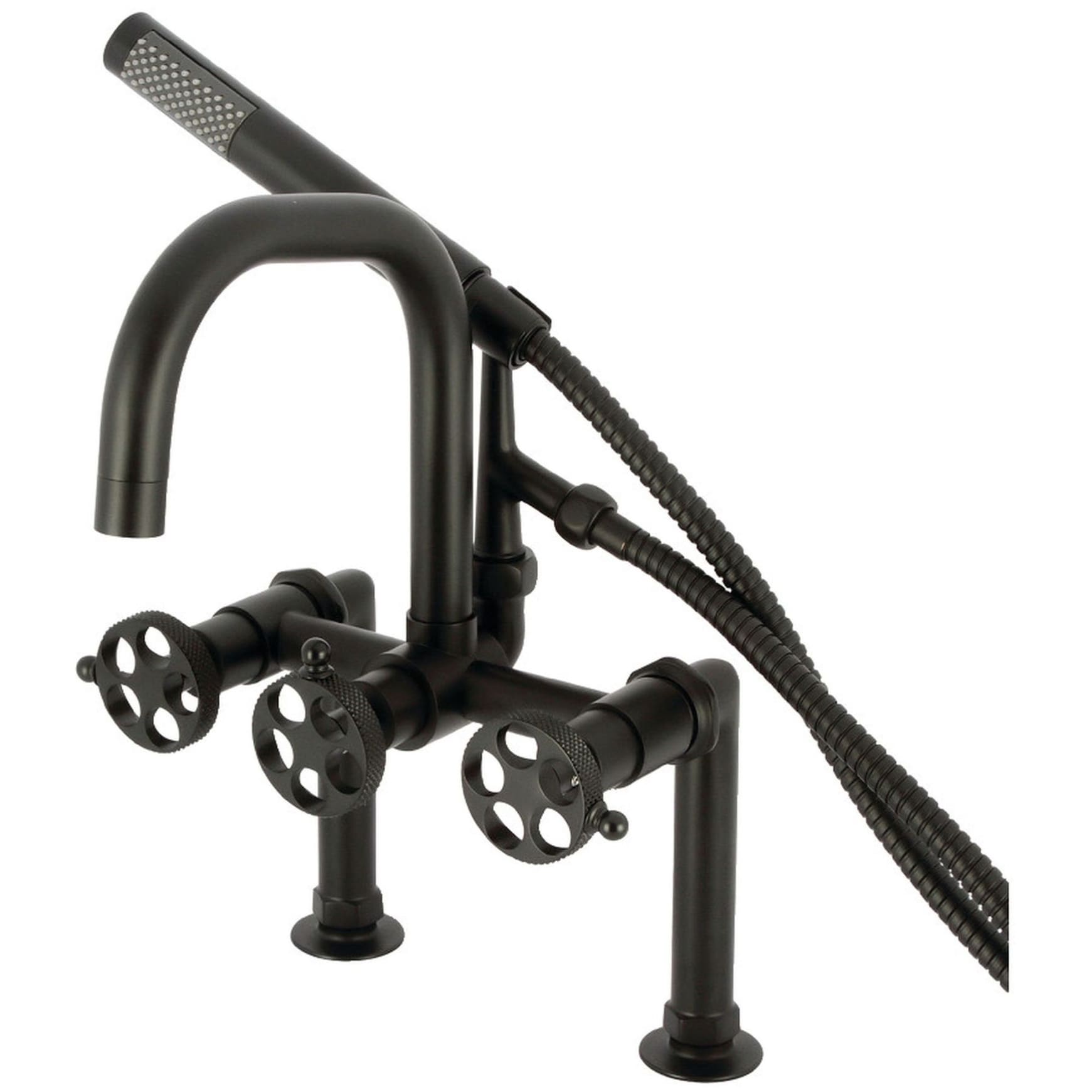 Kingston Brass AE840.RKX Webb Deck Mounted Tub Filler with Built-In
