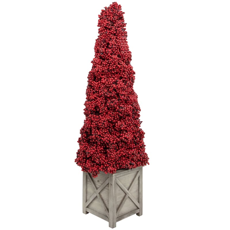 Red Berry Cone Potted Christmas Topiary