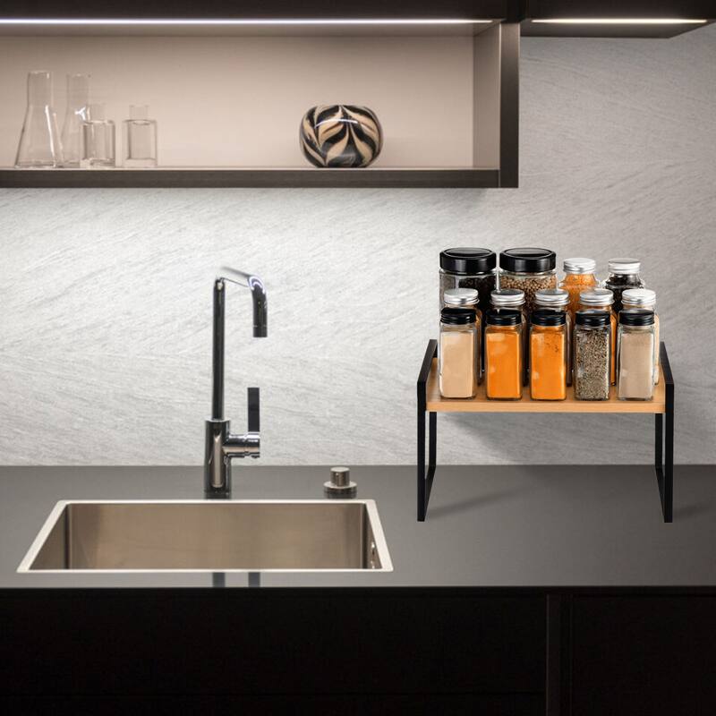 Kitchen Countertop Organizer, 12.9 Inch Stackable Spice Racks for Pantry, Black